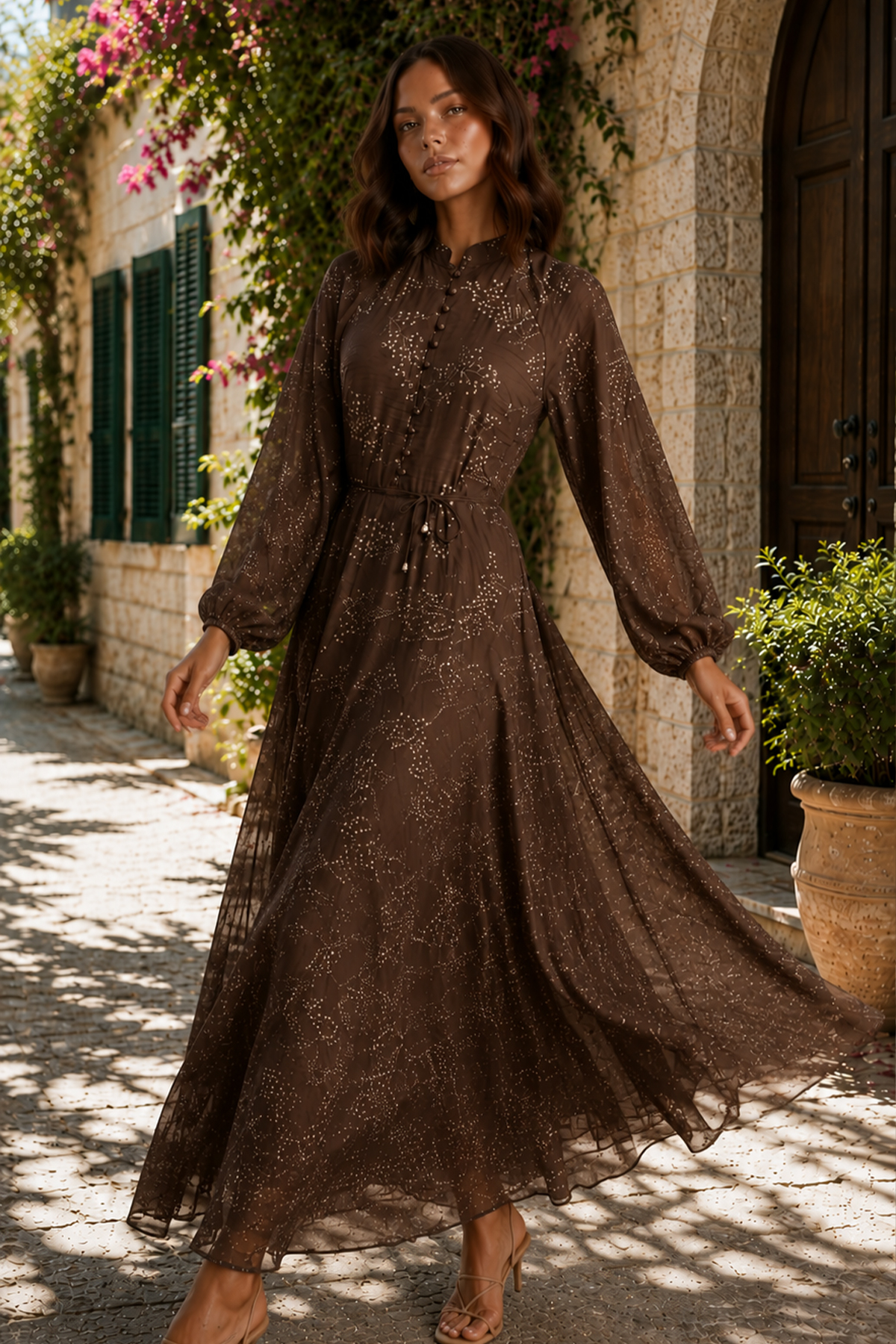 Printed Buttoned Hijab Dress