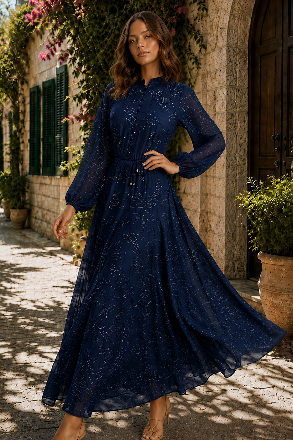 Printed Buttoned Hijab Dress