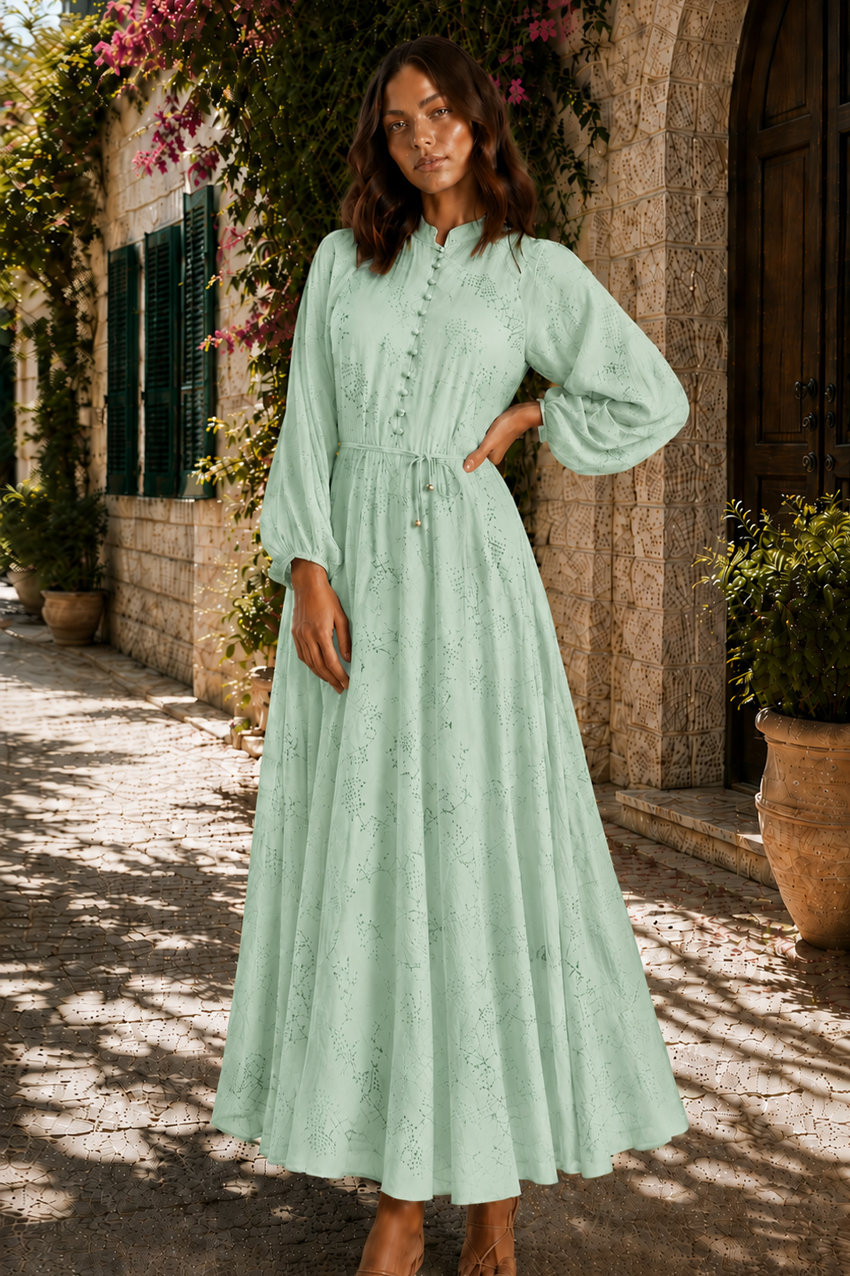 Printed Buttoned Hijab Dress