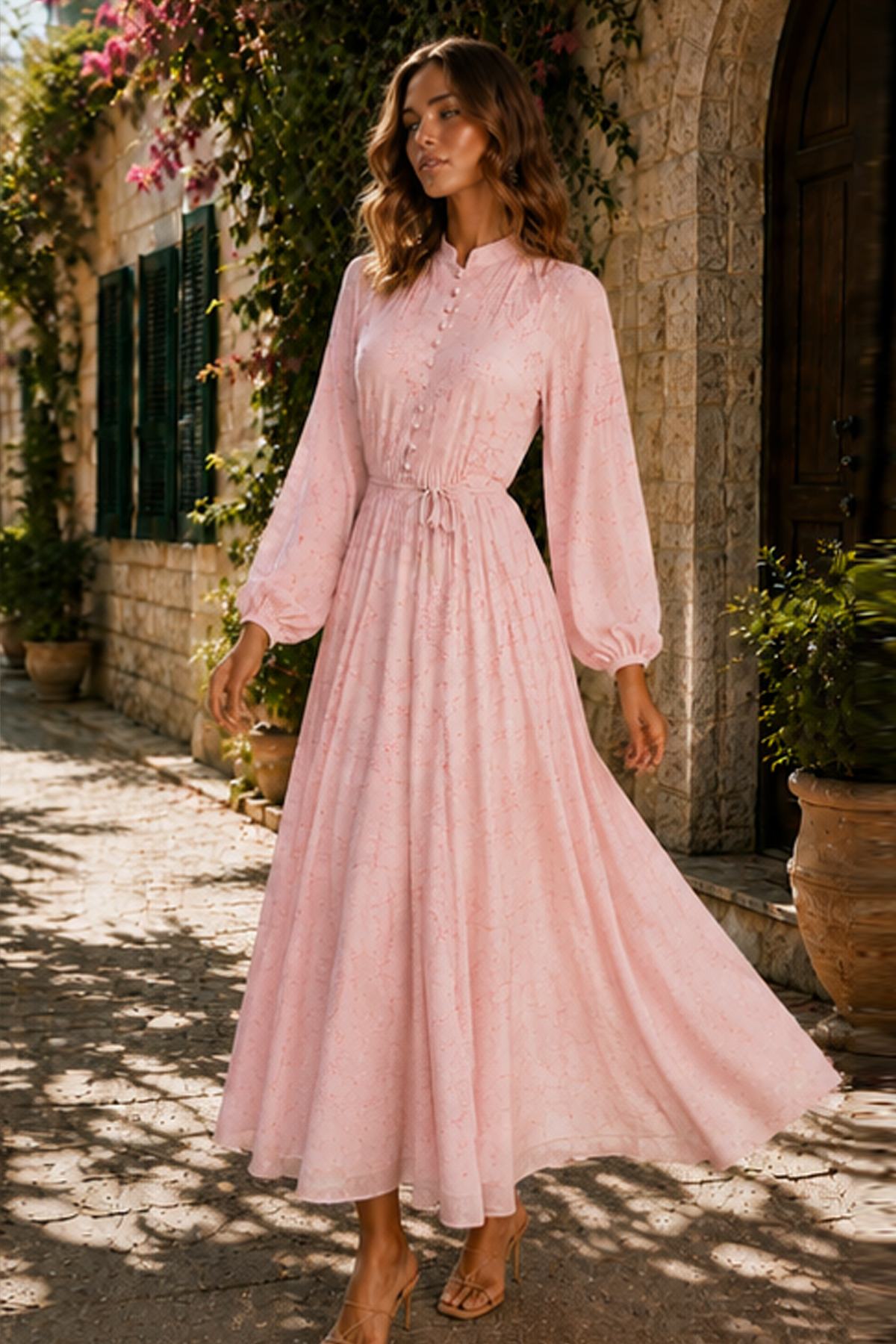 Printed Buttoned Hijab Dress