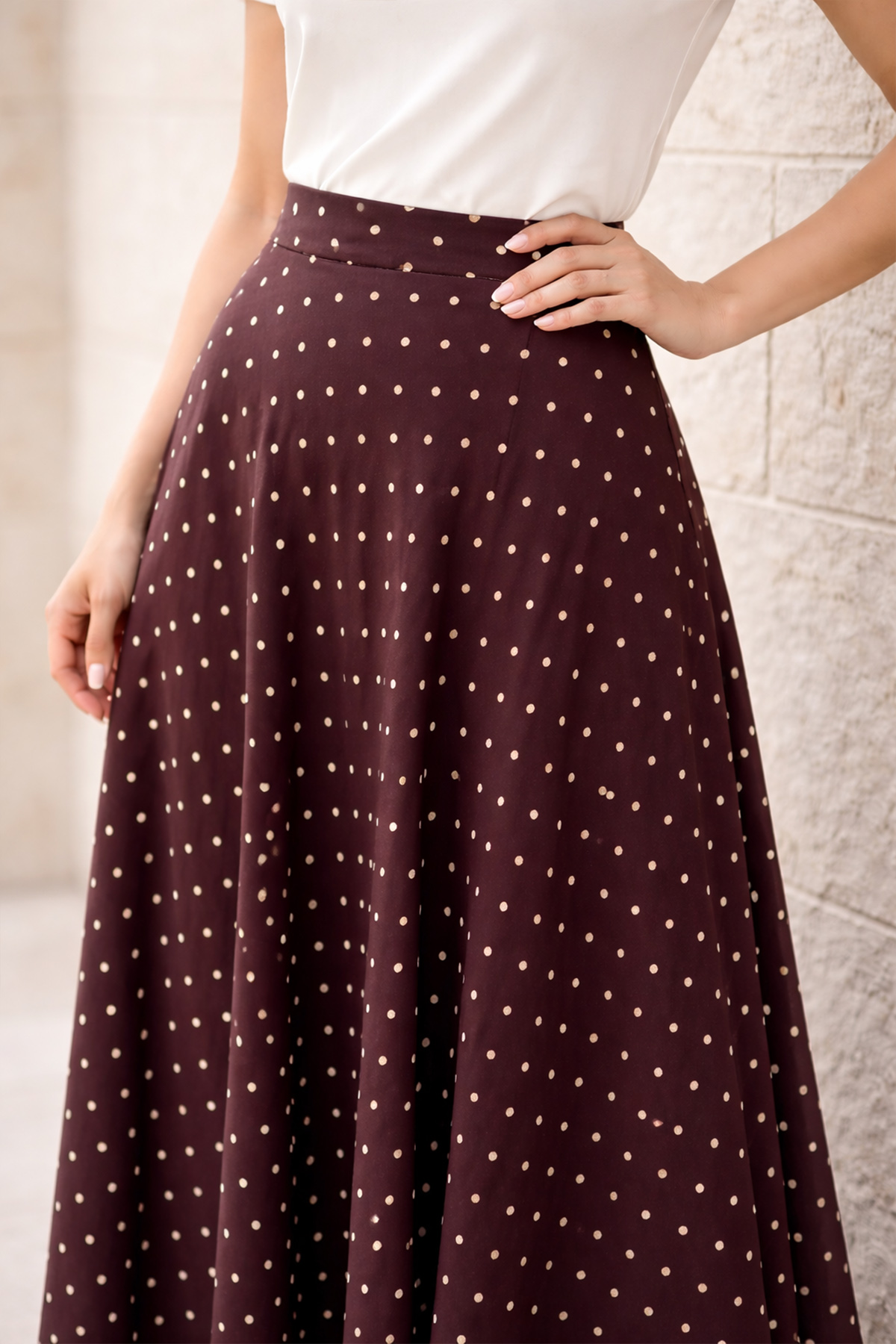 Polka Dot Chiffon Hijab Skirt-detail
