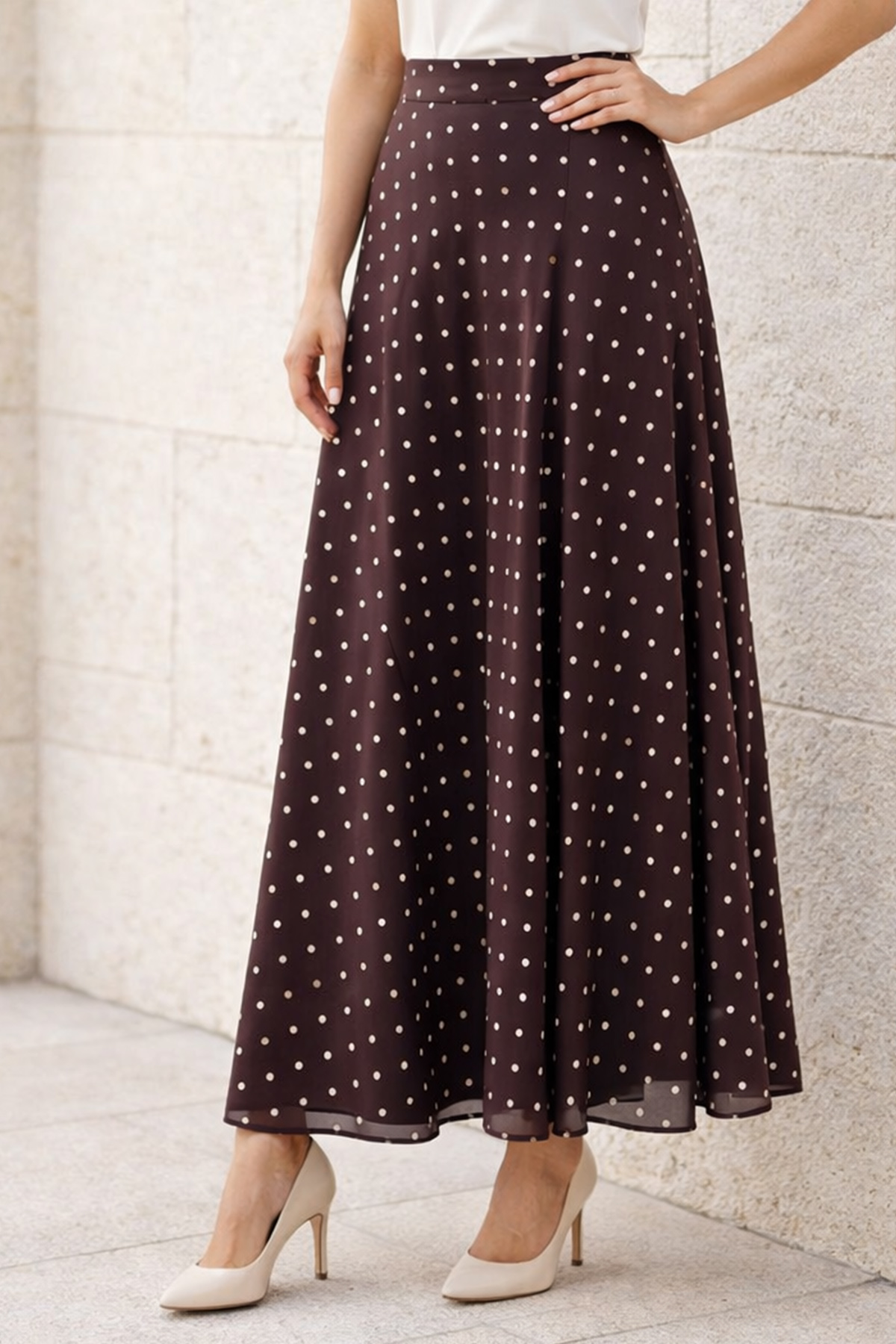Polka Dot Chiffon Hijab Skirt-detail