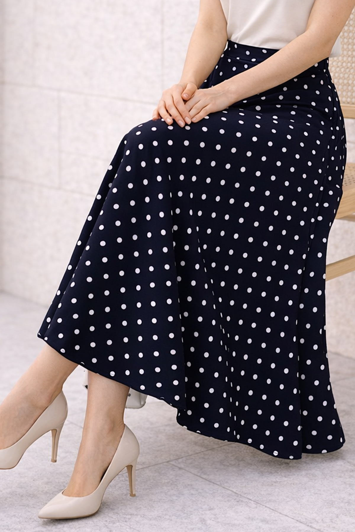 Polka Dot Chiffon Hijab Skirt-detail