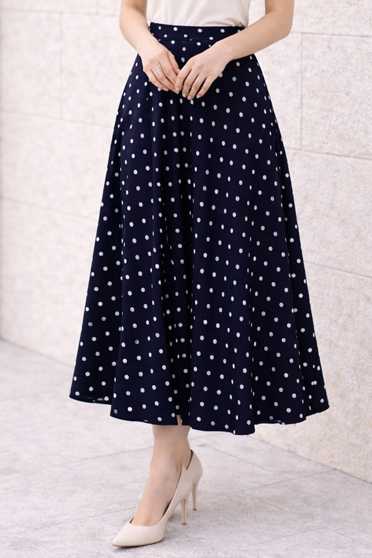 Polka Dot Chiffon Hijab Skirt-detail