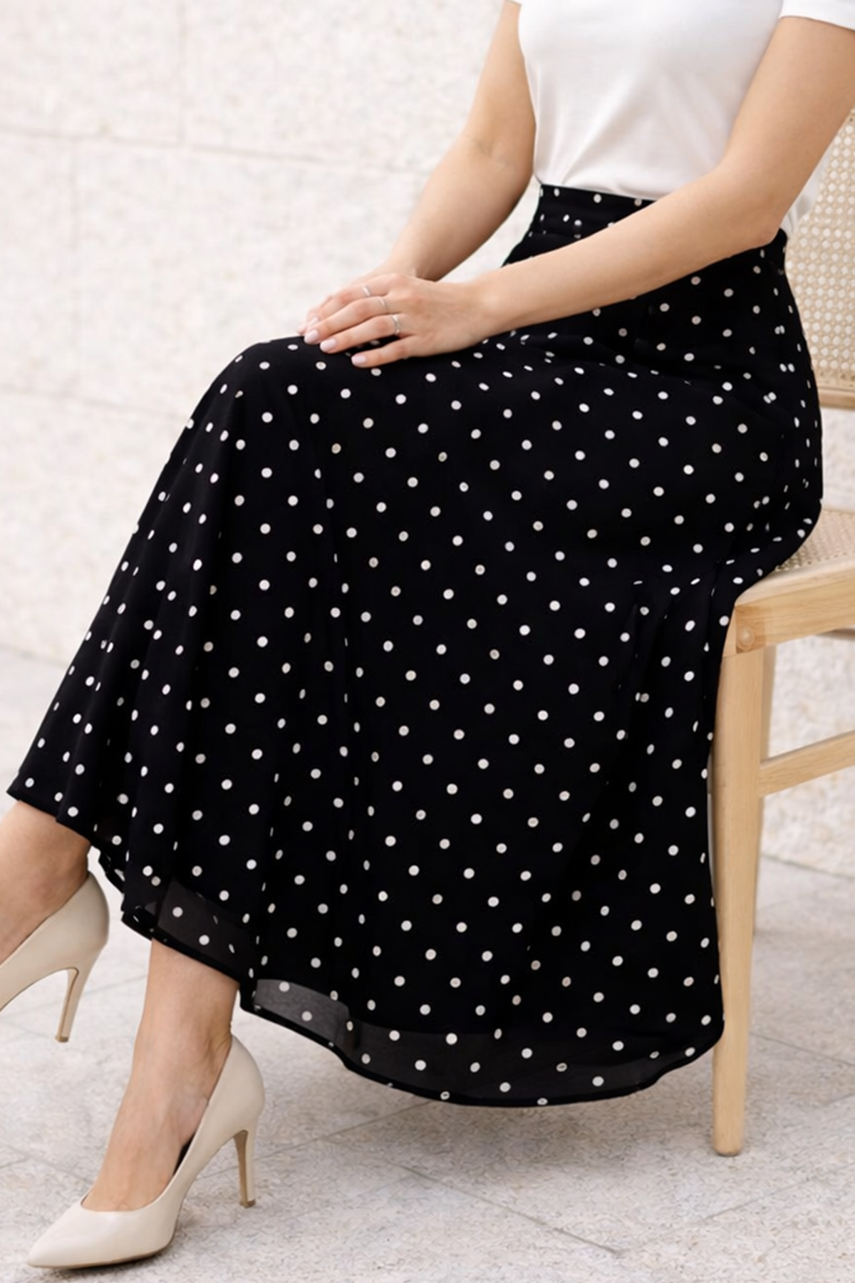 Polka Dot Chiffon Hijab Skirt-detail