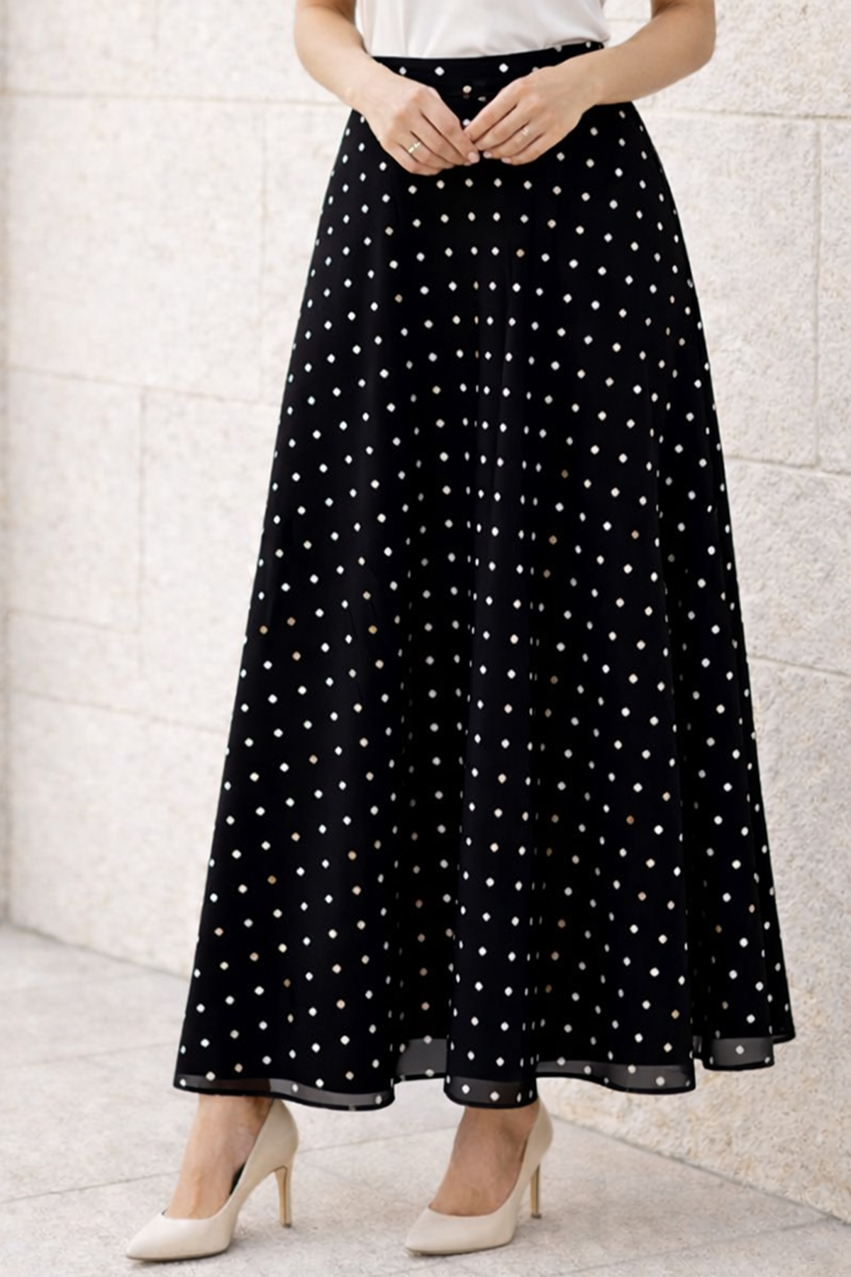 Polka Dot Chiffon Hijab Skirt