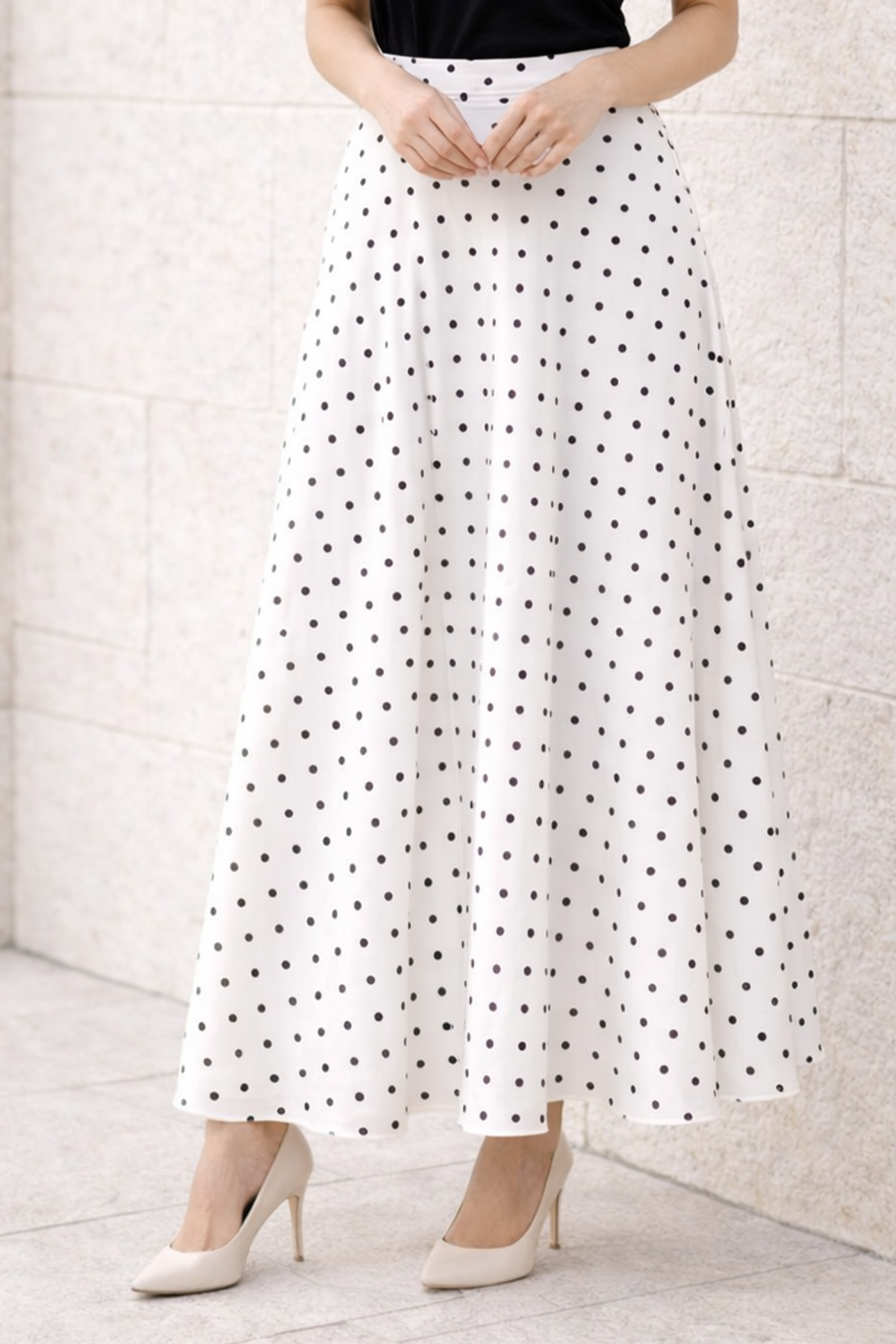 Polka Dot Chiffon Hijab Skirt-detail