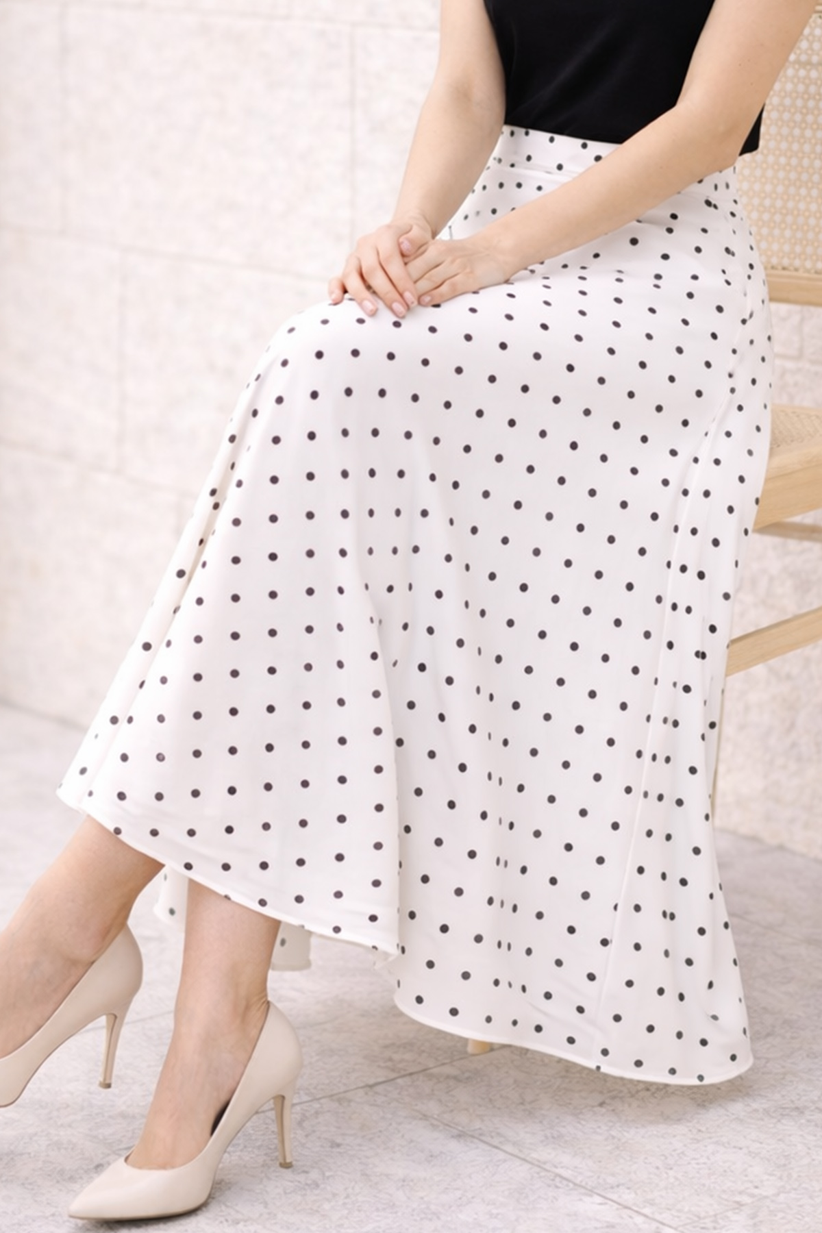Polka Dot Chiffon Hijab Skirt-detail