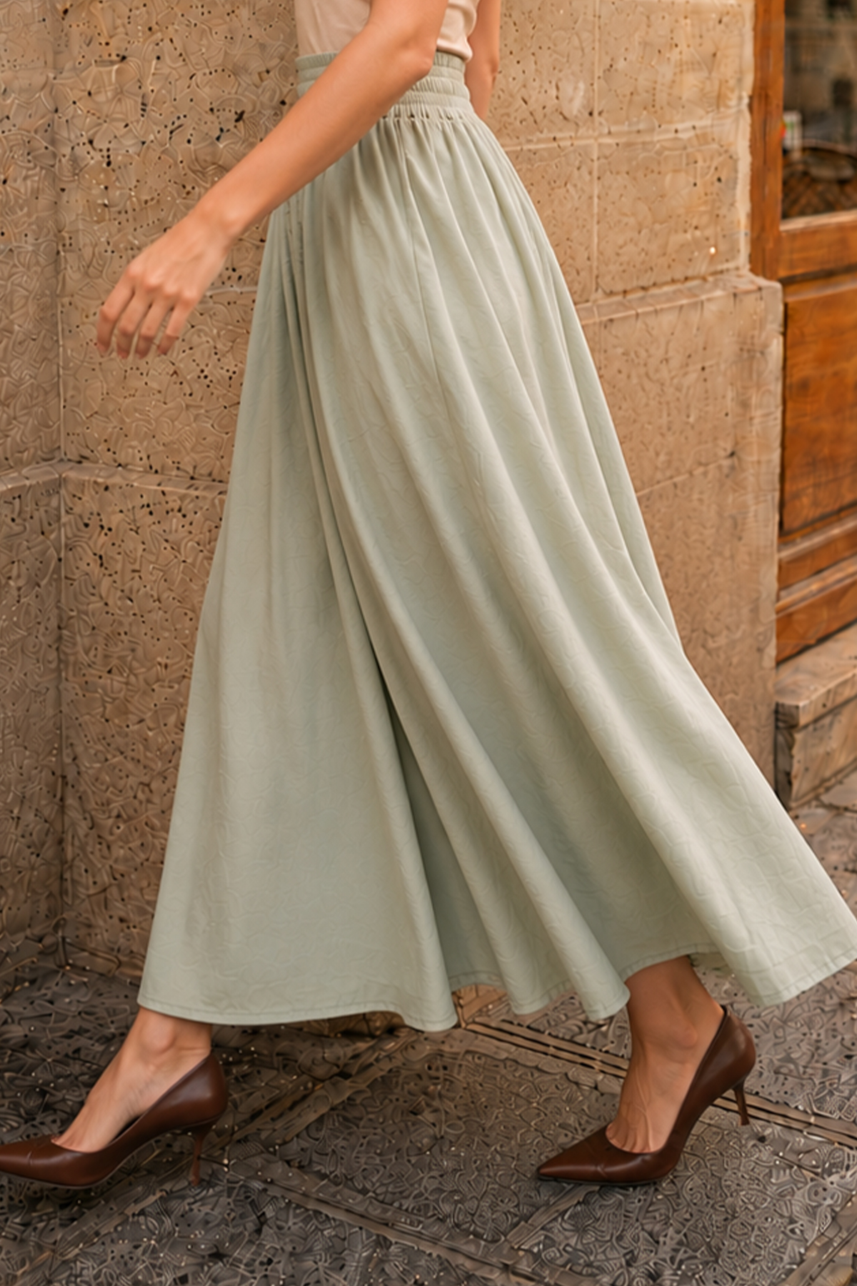 Poplin Skirt With Elastic Waist-detail