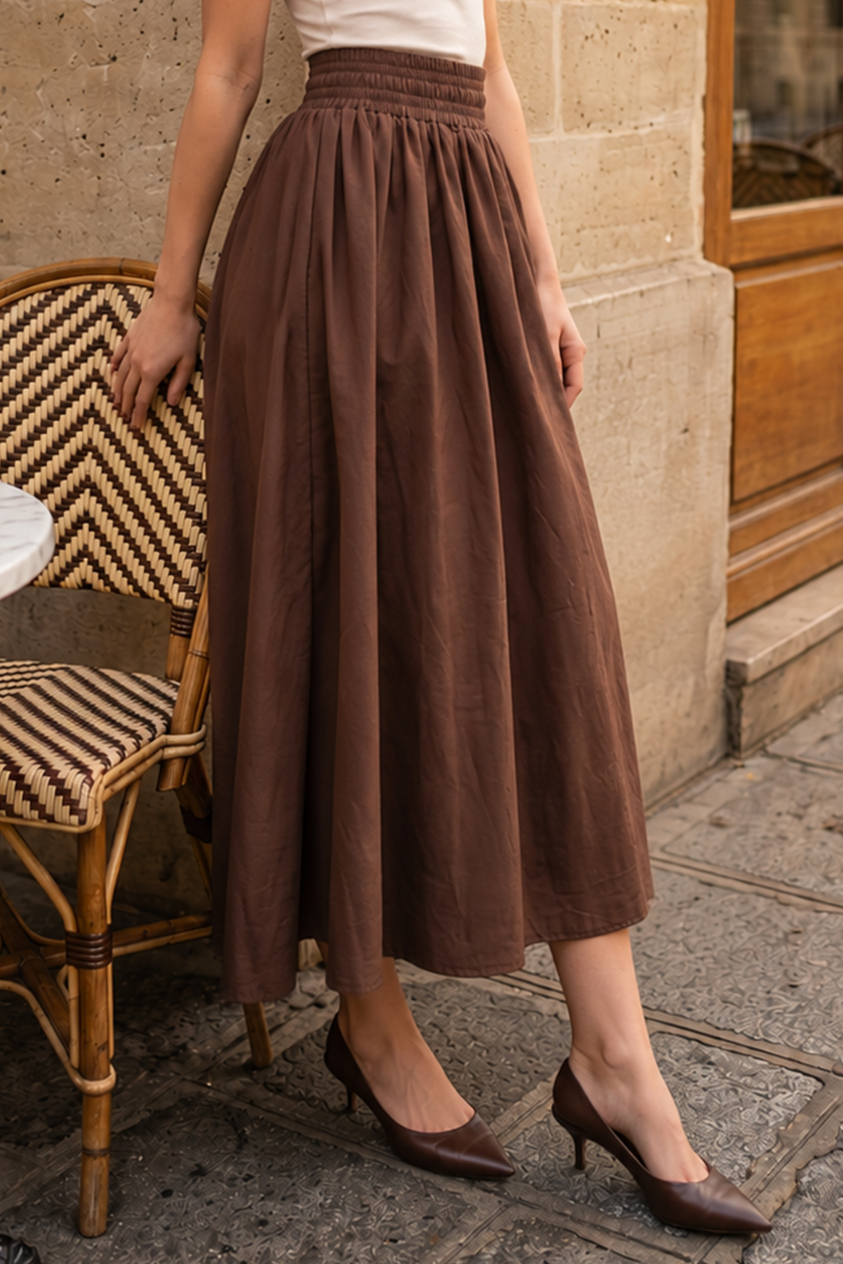 Poplin Skirt With Elastic Waist-detail