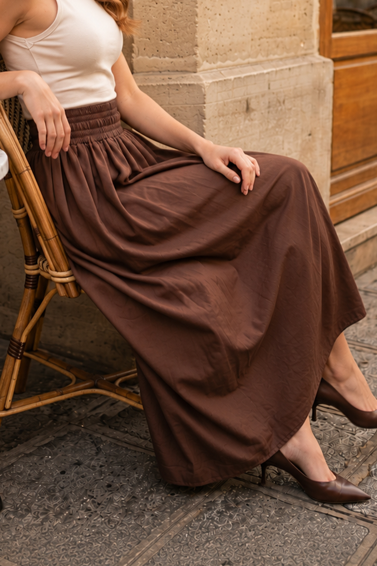 Poplin Skirt With Elastic Waist-detail