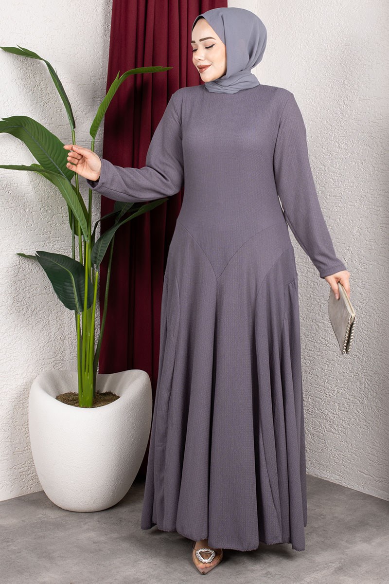 Volan Detaylı Bürümcük Elbise-detail