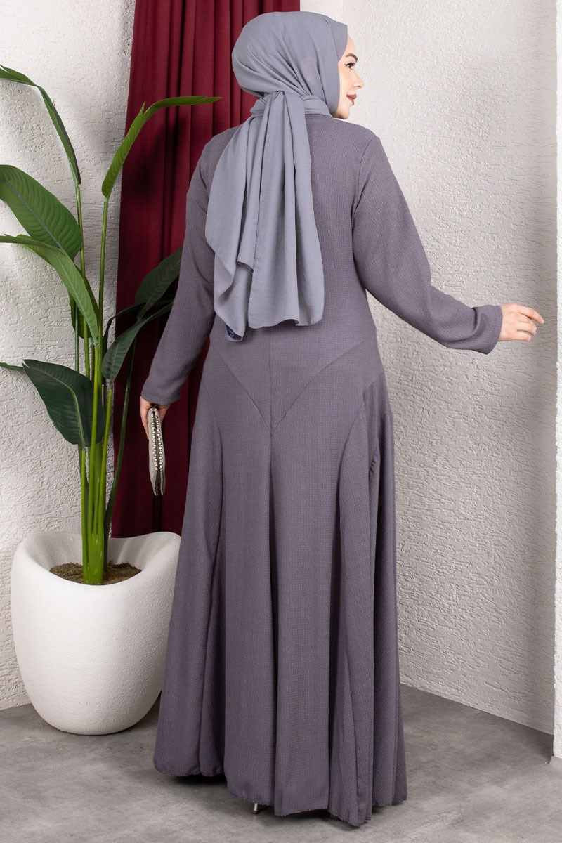 Volan Detaylı Bürümcük Elbise-detail