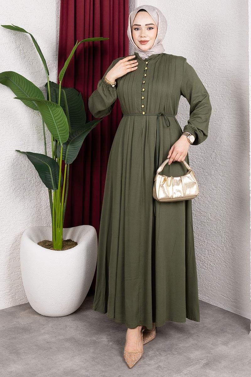 Gold Düğmeli Belmando Elbise-detail