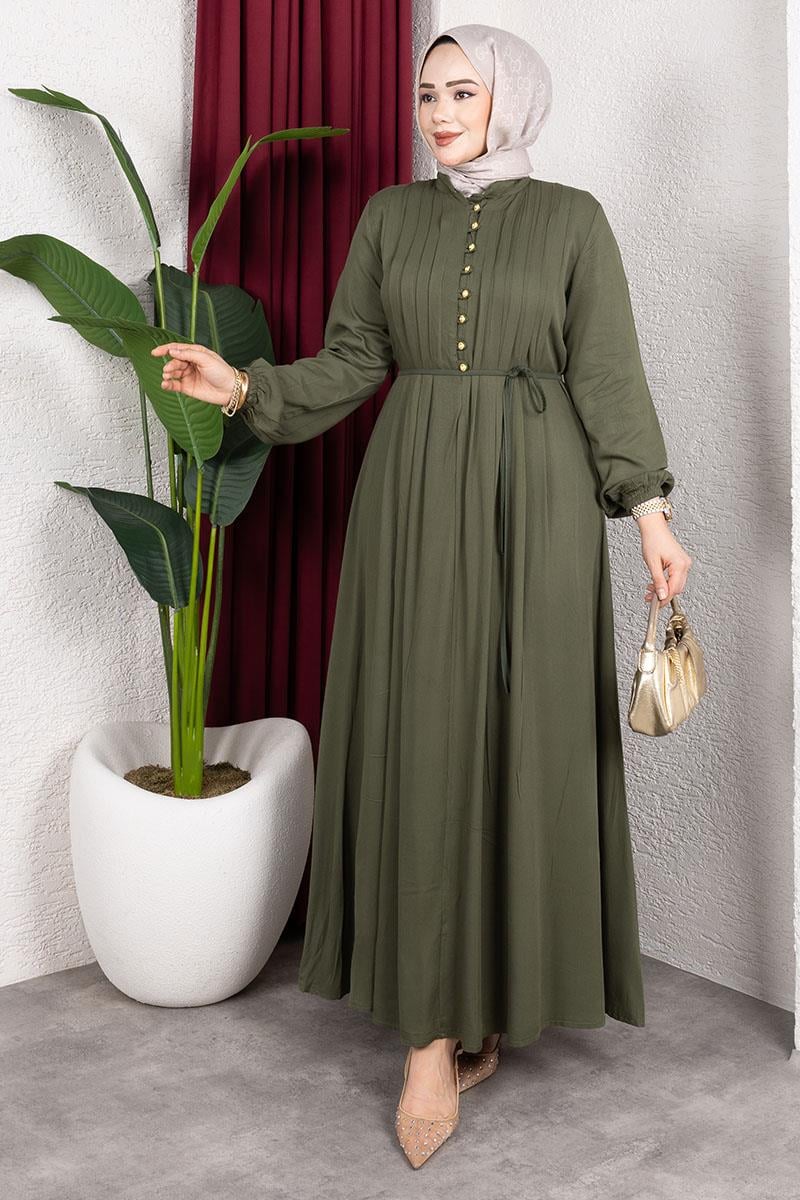 Gold Düğmeli Belmando Elbise