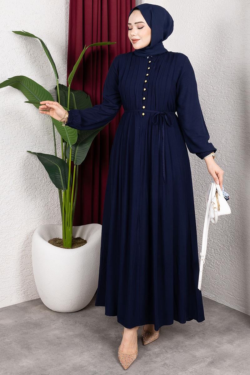 Gold Düğmeli Belmando Elbise