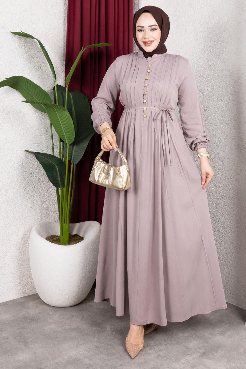 Gold Düğmeli Belmando Elbise