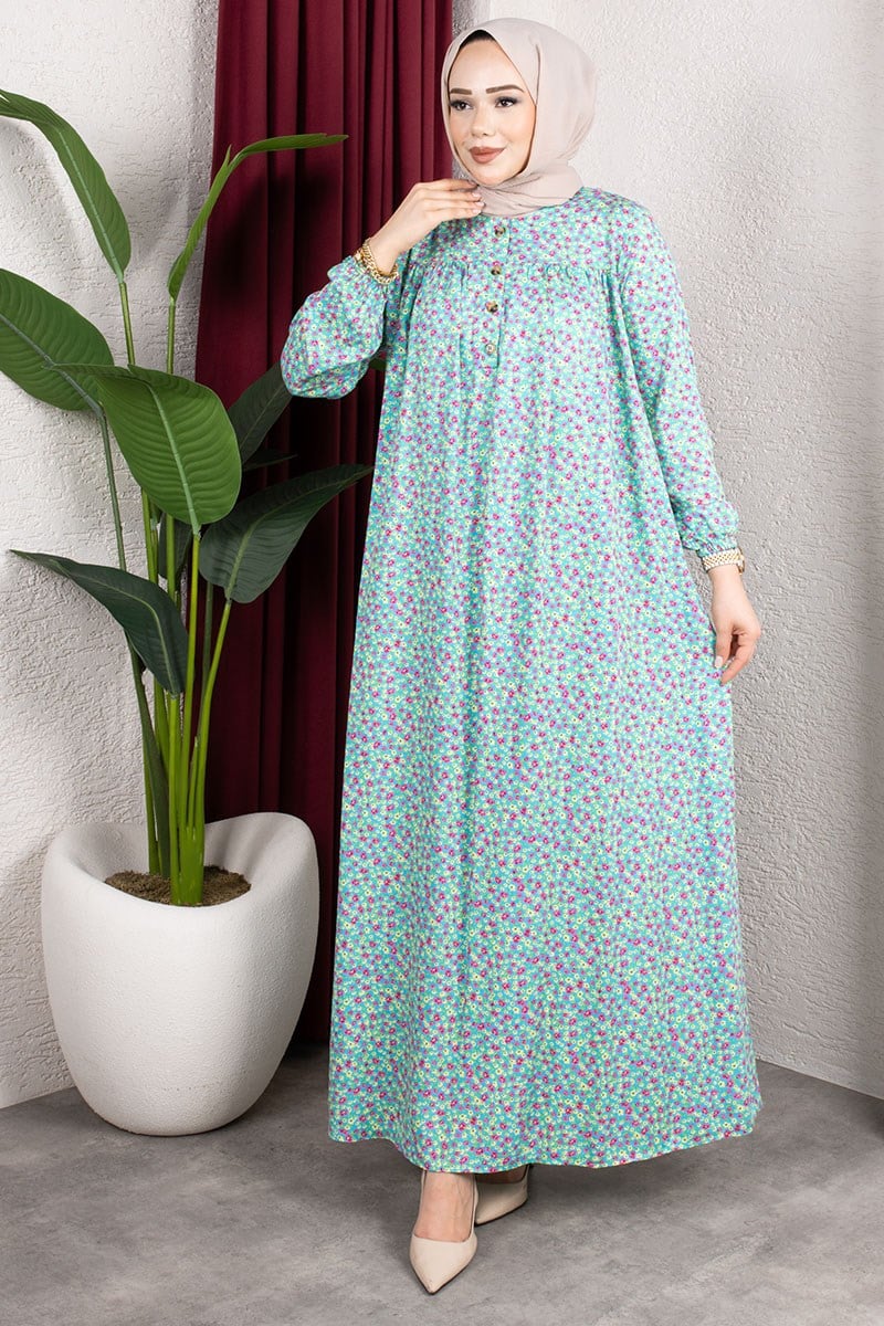 Floral Patterned Viscose Dress-detail