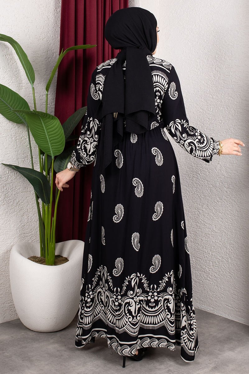 Viscose Dress With Elastic Waist-detail