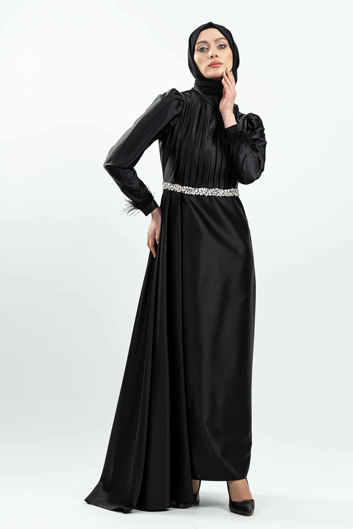 Black Satin Evening Dress