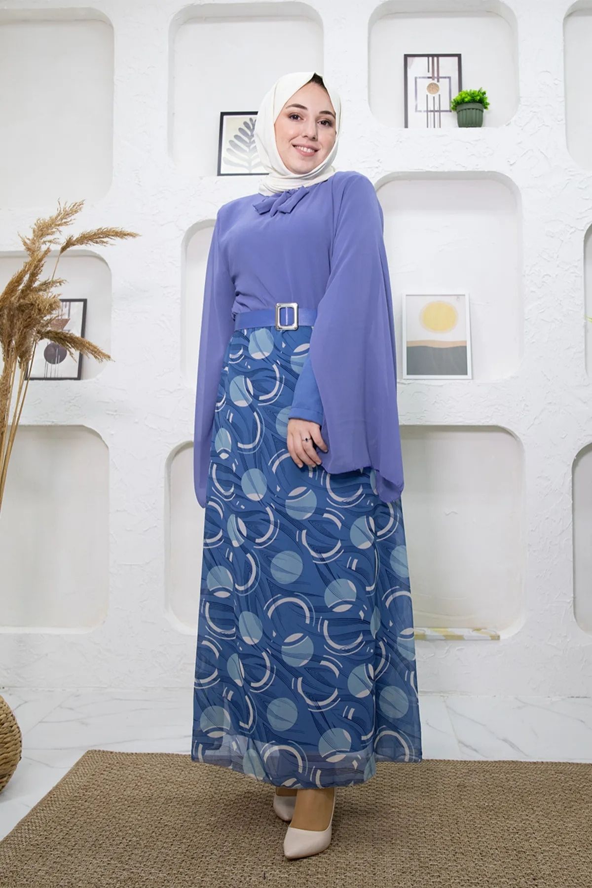 New Season Skirt Patterned Hijab Dress